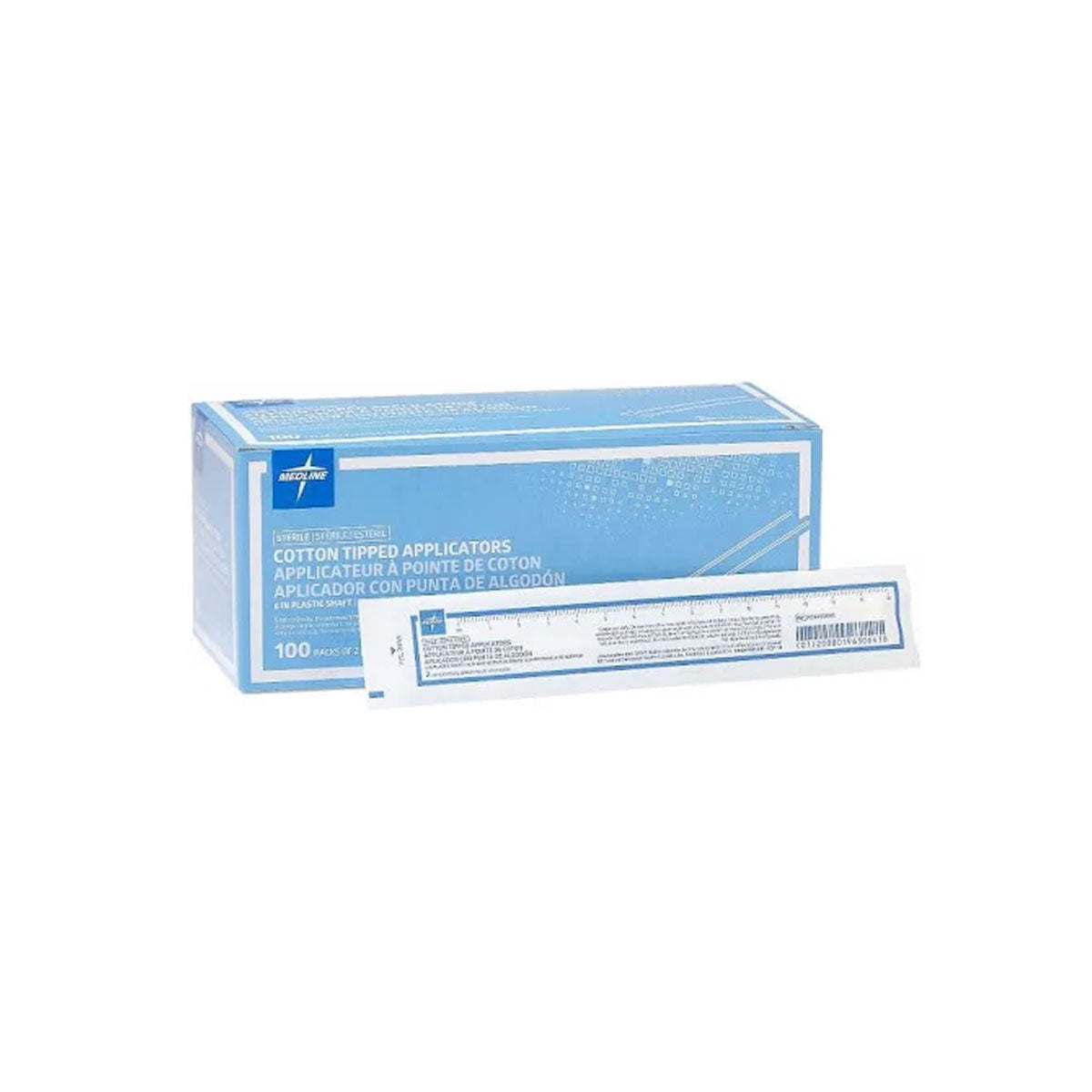 Cotton Tip Applicators,3", Sterile, 2/Pack, 100 packs/Box, Wood
