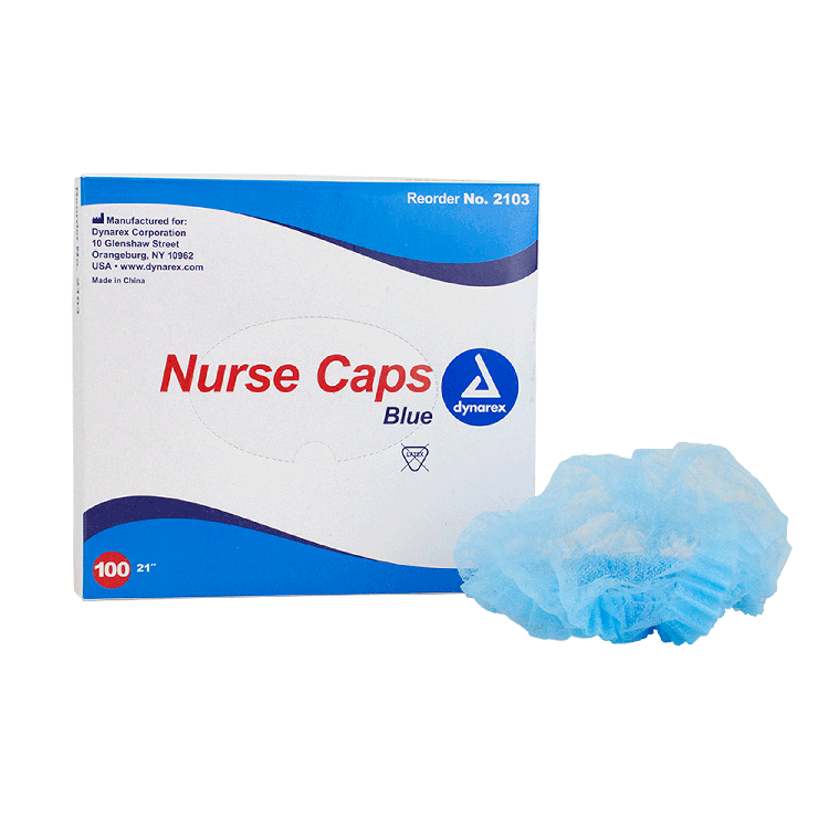 Bouffant Cap, Blue, 24", 100/Box, Dynarex