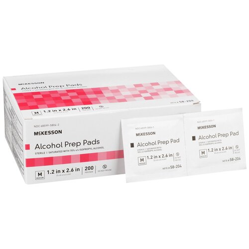 Alcohol Prep Pad, 200 pads/box, Medium, McKesson